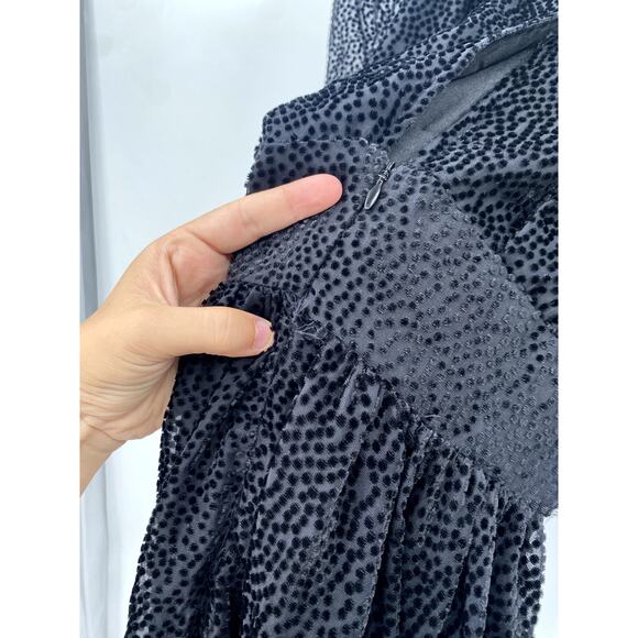 Lini Womens Gemma Black Velvet Polka Dot Mini Cocktail Dress - Picture 5 of 7